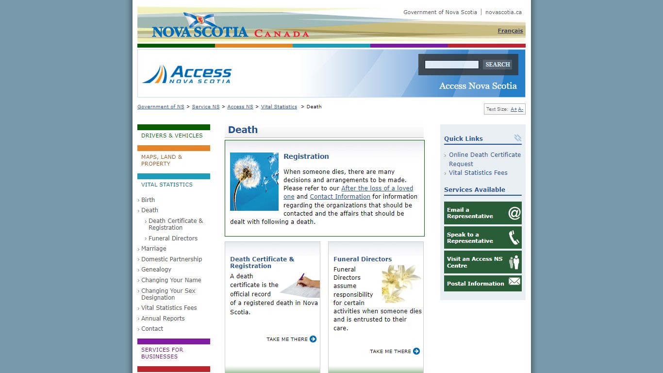 Death | Access Nova Scotia | Government of NS