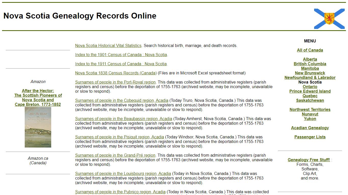 Nova Scotia Genealogy Records Online